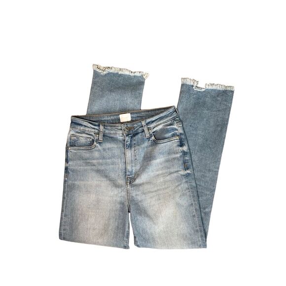 Jonathan Simkhai River High Rise Straight Leg Jeans Light Wash Frayed Hems 27 - Picture 3 of 14